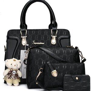 Women's Fashion Handbags Tote Bags Shoulder Bag Top Handle Satchel Purse Set 4pc